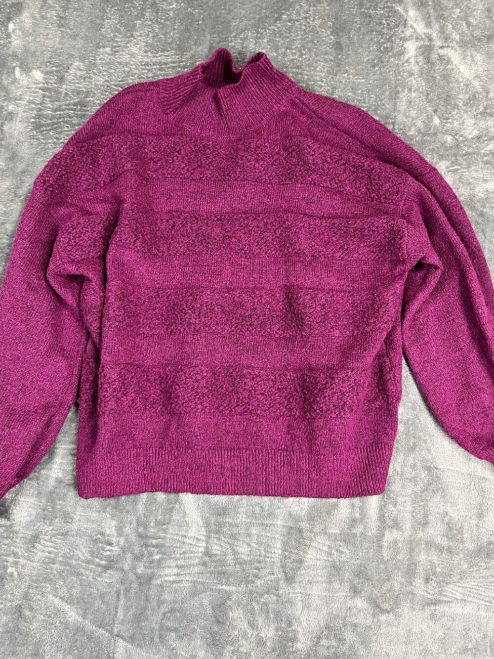 Monograph Womens Purple Textured Striped Mock Neck Sweater XXL